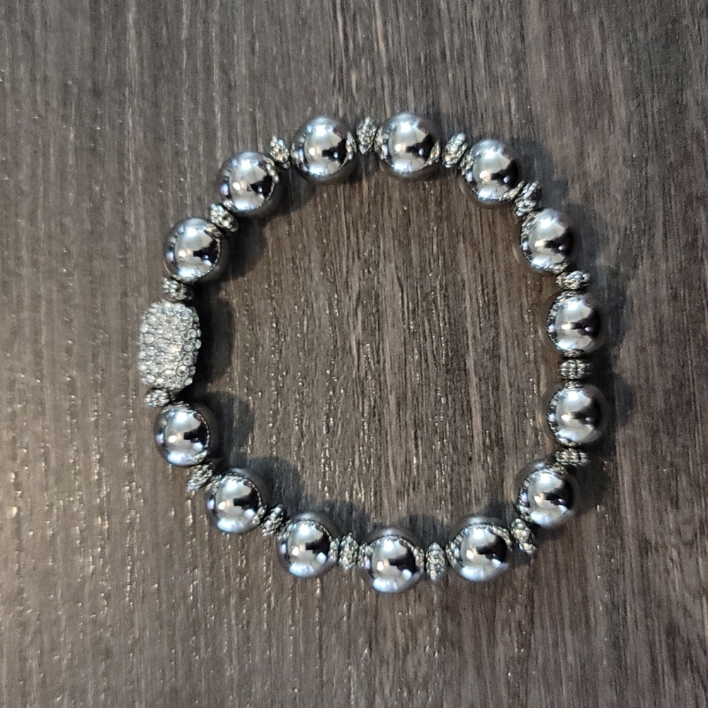 Silver Beaded Braclet - image 1
